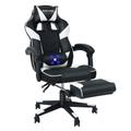 Massage Gaming Chair Swivel Computer Desk Seat Office Recliner White