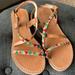 Anthropologie Shoes | Evereve Nwot | Laid Back London | Azari Beaded Leather Flat Sandals Size 8 Us | Color: Tan | Size: 8