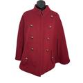 Anthropologie Jackets & Coats | Leifsdottir Maroon Double Breasted Cape Poncho Jacket Size Small | Color: Red | Size: S