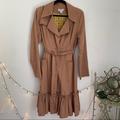 Anthropologie Jackets & Coats | Anthropologie Tan Cotton Lined Ruffle Trench Coat | Color: Tan | Size: 10