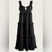 J. Crew Dresses | J. Crew Tiered Knit Keyhole Maxi Dress Black Size Small 100% Cotton | Color: Black | Size: S