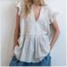 Free People Tops | Free People Beige Lace Trim Baby Doll Style Tunic Top Size S. Ruffle Sleeves. | Color: Cream/White | Size: S