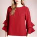 J. Crew Tops | J. Crew Tiered Bell-Sleeve Top In Drapey Crepe Bright Cerise Red Size 00 | Color: Red | Size: 00