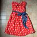 Anthropologie Dresses | Anthropologie Porridge Telephone Repartee Dress Strapless Lined Htf Size 12 | Color: Red/White | Size: 12