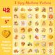 "YELLOW - 42sq - 5\"- Charm Pack or Block Panel - 5in Squares - I spy, baby, kids, quilt, blanket, nursery"