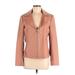 Kenneth Cole REACTION Faux Leather Jacket: Below Hip Tan Print Jackets & Outerwear - Women's Size Medium