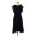 Calvin Klein Casual Dress - Midi Crew Neck Short sleeves: Black Print Dresses - Women's Size 10