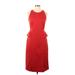 Banana Republic Casual Dress - Party High Neck Sleeveless: Red Solid Dresses - Women's Size 10