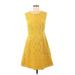 J.Crew Casual Dress - A-Line Crew Neck Sleeveless: Yellow Print Dresses - Women's Size 6