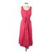 J.Jill Casual Dress - Midi Scoop Neck Sleeveless: Red Solid Dresses - Women's Size Medium Petite