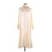 Zara Casual Dress - Shirtdress Collared Long sleeves: Ivory Print Dresses - Women's Size Medium