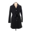 MICHAEL Michael Kors Wool Coat: Mid-Length Black Print Jackets & Outerwear - Women's Size Large