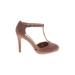 Allegra K Heels: Pumps Stilleto Cocktail Party Brown Print Shoes - Women's Size 7 - Round Toe