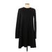 Theory Casual Dress - Mini High Neck Long sleeves: Black Solid Dresses - Women's Size Large