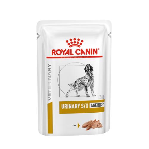 48x 85g Royal Canin Veterinary Canine Urinary S/O Ageing 7+ Mousse Hundefutter nass