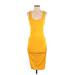 Venus Casual Dress - Midi Scoop Neck Sleeveless: Yellow Solid Dresses - Women's Size Small