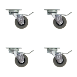 MS Beschläge 4er Set Hartgummirollen ø 40mm mit Bremse und Anschraubplatte Möbelrollen Grau Image