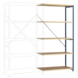 Mittelschweres Fachboden-Steckregal Anbauregal mit 5 Holzverbundböden, HxBxT = 2000 x 1000 x 400 mm Image