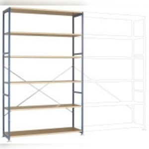 Großfach-Steckregal Grundregal mit 6 Holzverbundböden, HxBxT = 2500 x 1530 x 800 mm Image