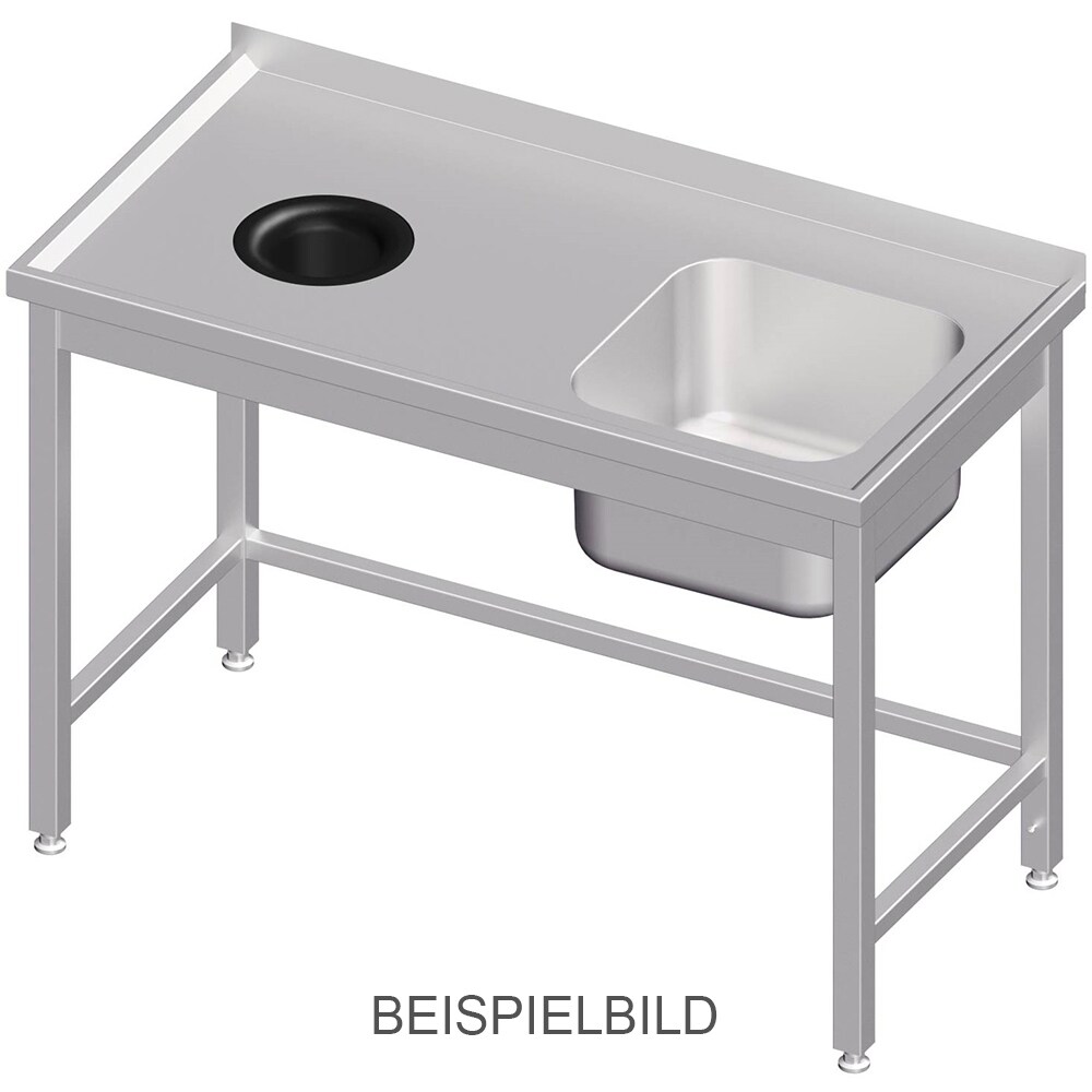 Stalgast Spültisch ohne Grundboden, mit Abfallloch, 1700x700x850 mm, mit einem Becken links, mit Aufkantung, verschweißt Image