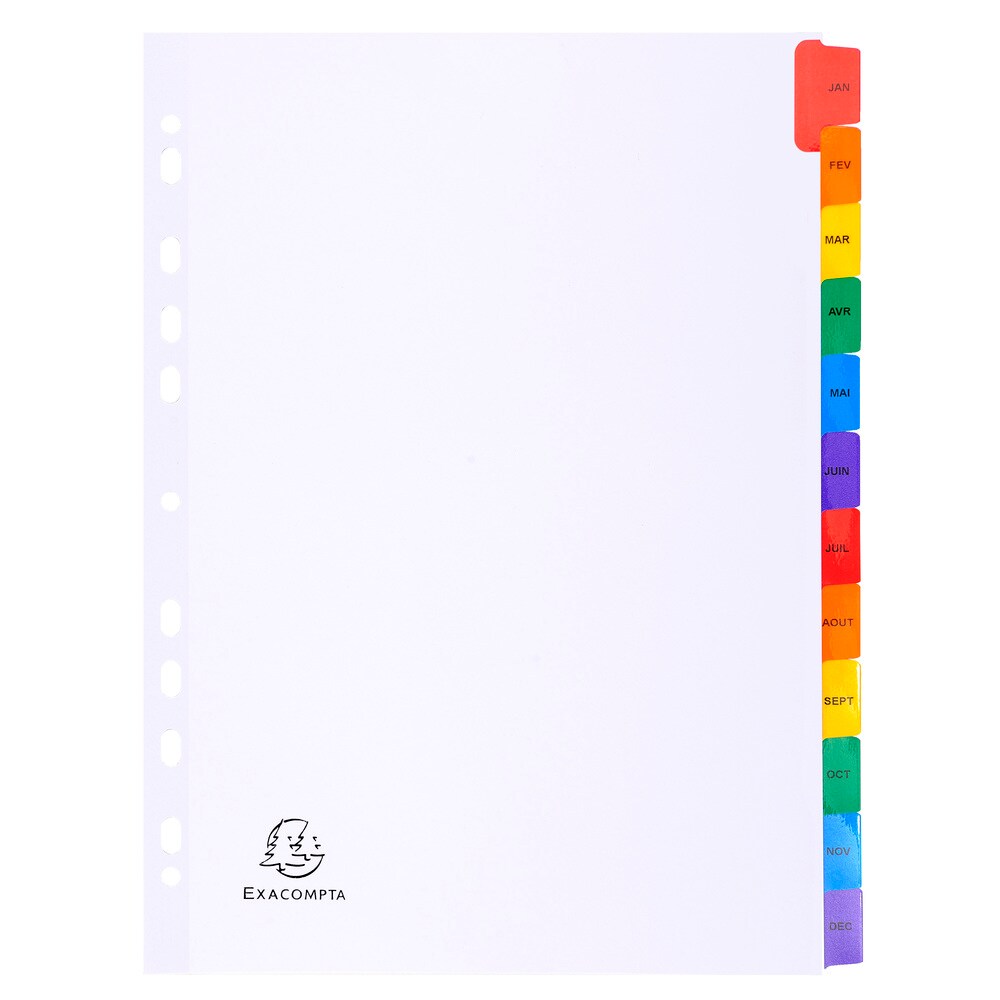 Exacompta Register numerisch bedruckt, weißer Karton 160g/qm, 12 Taben, Jan.-Dez., DIN A4 Image