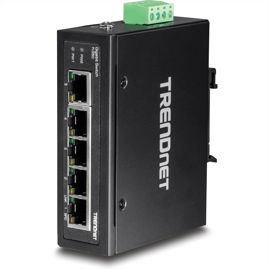 TRENDnet TI-G50 5-Port Gehärteter Industrieller Gigabit DIN-Rail Switch Image
