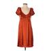 Susana Monaco Cocktail Dress - A-Line V-Neck Short sleeves: Orange Solid Dresses - New - Women's Size Small