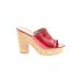 Tahari Mule/Clog: Slip On Platform Boho Chic Red Print Shoes - Women's Size 9 - Open Toe