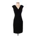 Lauren by Ralph Lauren Casual Dress - Sheath V-Neck Short sleeves: Black Print Dresses - Women's Size 4