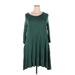 Honey & Lace Casual Dress - Mini: Green Solid Dresses - Women's Size 2X