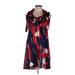Judith March Casual Dress - Mini V-Neck Sleeveless: Red Floral Dresses - Women's Size Medium