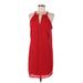 Stella Luce Casual Dress - Mini Plunge Sleeveless: Red Print Dresses - Women's Size Medium