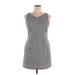 Villager Sport by Liz Claiborne Casual Dress - Mini V Neck Sleeveless: Gray Print Dresses - Women's Size 14 Petite