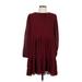 Express Cocktail Dress - Mini Crew Neck Long sleeves: Burgundy Solid Dresses - New - Women's Size Large