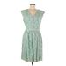 Tory Burch Casual Dress - A-Line V-Neck Sleeveless: Green Dresses - Women's Size 8