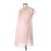 Isabel Maternity Casual Dress - Mini V-Neck Short sleeves: Pink Dresses - Women's Size Large