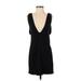 ABound Casual Dress - Mini V Neck Sleeveless: Black Solid Dresses - Women's Size Small