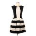 Eva Franco Casual Dress - A-Line: Black Stripes Dresses - Women's Size 10