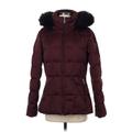 Calvin Klein Coat: Below Hip Burgundy Solid Jackets & Outerwear - Women's Size Small