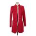 Tommy Hilfiger Jacket: Mid-Length Red Print Jackets & Outerwear - Women's Size Small