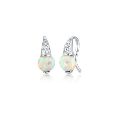 Paar Ohrhänger ELLI PREMIUM "Glas Kristalle Synthetischer Opal Weiß 925 Sterling Silber", silber (silber, weiß), Ohrringe, Damen, OneSize,mit Steinen, Silber 925 (Sterlingsilber) Image