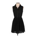 Forever 21 Casual Dress - Shirtdress Collared Sleeveless: Black Solid Dresses - Women's Size Small