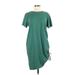 Universal Thread Casual Dress - Shift High Neck Short sleeves: Green Print Dresses - Women's Size Medium