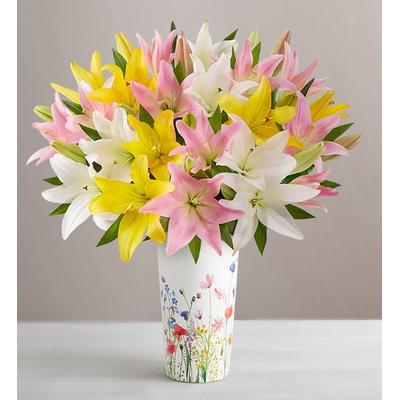 1-800-Flowers Flower Delivery Sweet Spring Lilies For Mother's Day Double Bouquet W/ Floral Meadow Vase