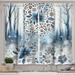 Ambesonne Winter Blue Kitchen Curtain Frosty Flowers Leopard Slate Blue Pale Tan & White Polyester in Blue/White | 30 H x 55 W in | Wayfair