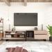 Contemporary TV Stand for 80-inch TVs - Double Storage Space, Modern Minimalist Style, Drop Down Doors, Cable Management