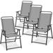 Gymax Set of 4 Folding Sling Chairs Portable chair w/ Dining Armrest