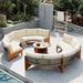 Patio 3-Piece Conversation Set, 6-Person Outdoor Seating Group with Cushions and a Coffee Table, Half Moon Patio Furniture Sets