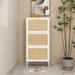 Natural Rattan Shoe Cabinet with 3 Flip Drawers, 3-Tier Shoe Rack Storage Cabinet for Heels, Boots, Slippers