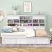 Multifunctional Design Twin Size Platform Bed Wood Daybed with Multi-Storage Shelves, Charging Station and 3 Drawers